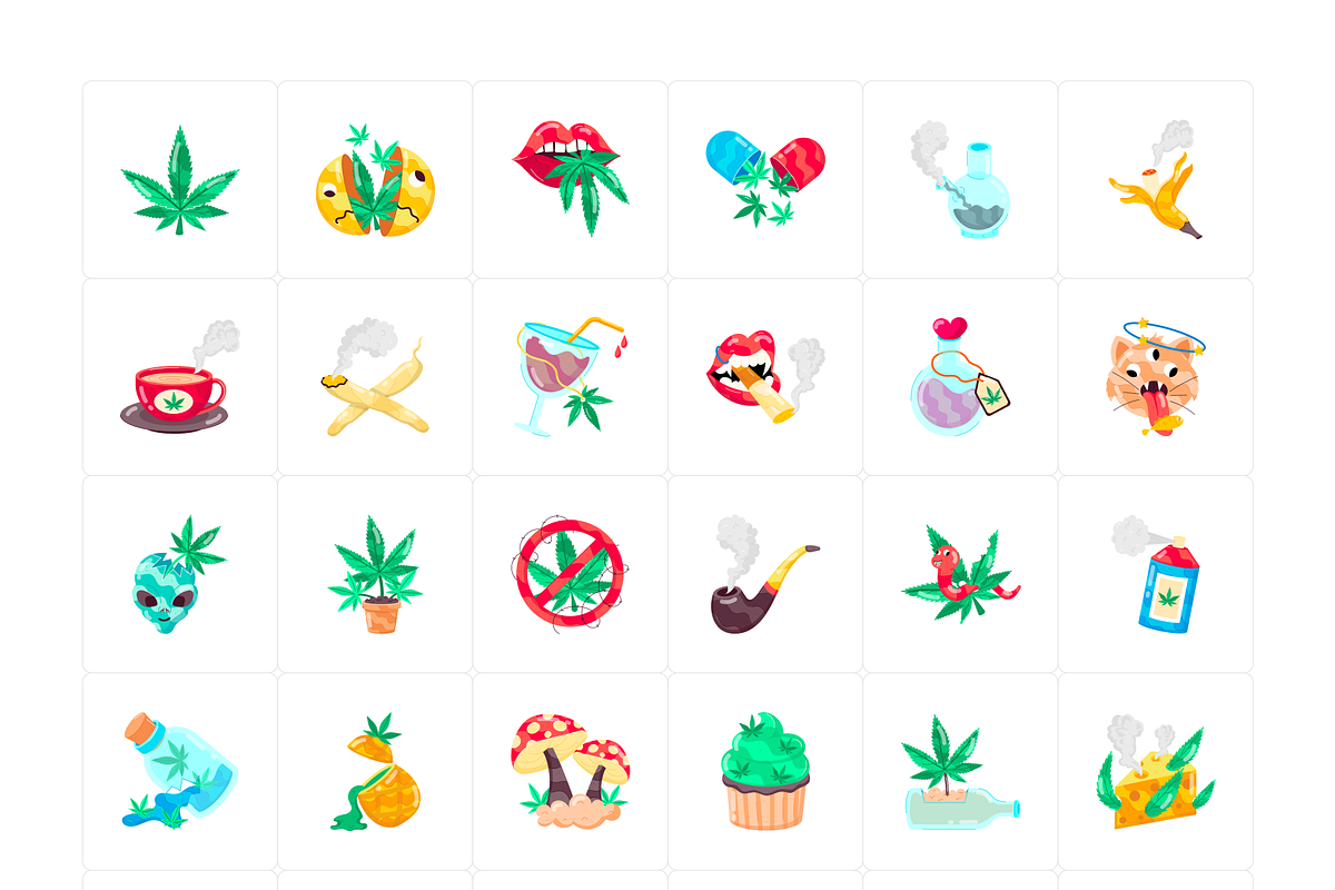 Animated Weed Stickers, a Duotone Icon by Vectors Market (Photo 5 of 7)