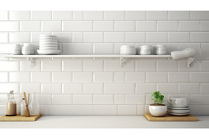 bathroom subway tile white ai, an Architecture Photo by pikepicture