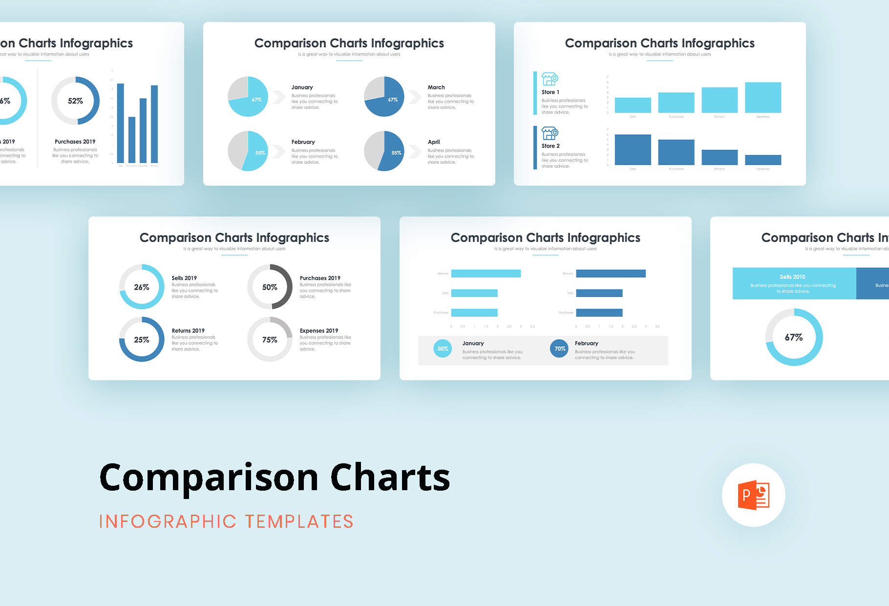 Comparison Charts - PowerPoint 3, a Presentation Template by slidequest