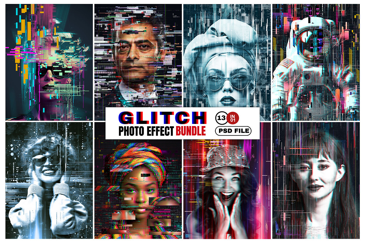 Vibrant Glitch Photo Effect Bundle, an Action Add-On by Photoshop Action (Photo 1 of 46)
