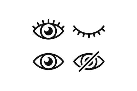 Hide Eye Icons Set. Visible and, an Object Illustration by in8finity