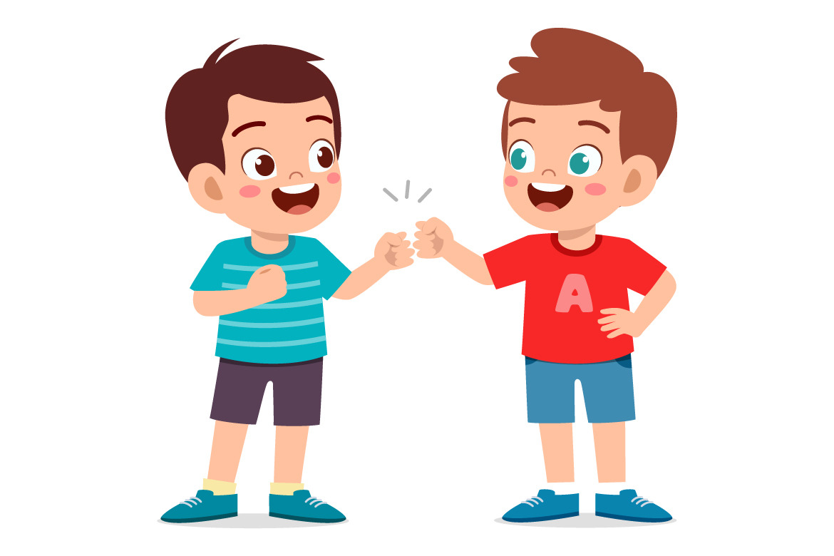 little kid do fist bump with friend | People Illustrations ~ Creative ...
