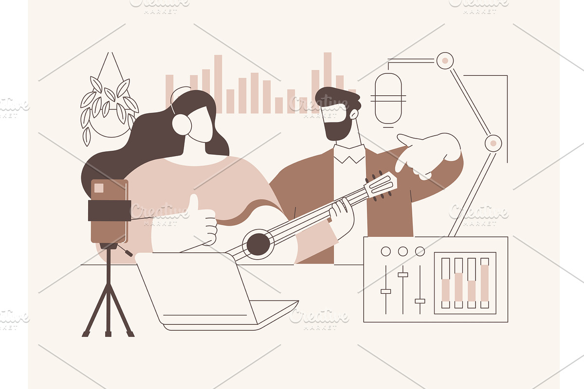 Music blogging isolated cartoon, a Person Illustration by Visual Generation