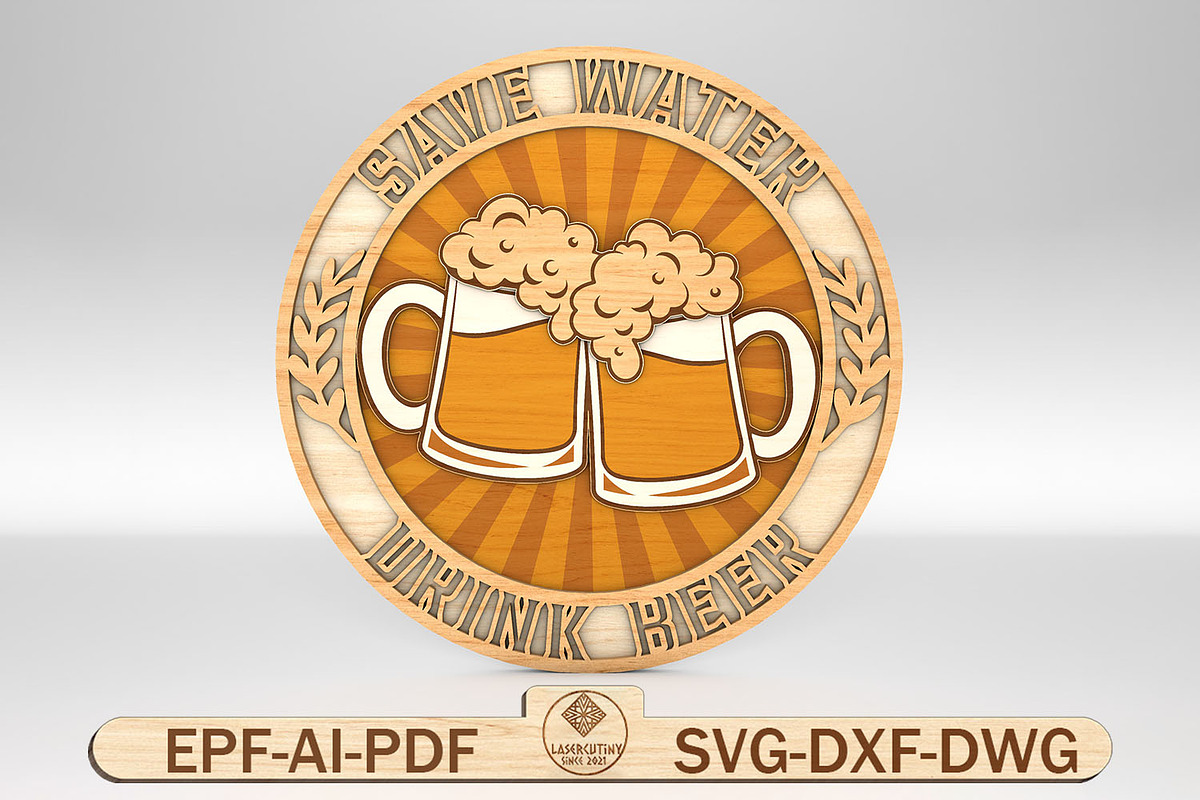 Multilayer Save Water Drink Beer SVG, a Pattern Graphic by Lasercutiny (Photo 1 of 2)