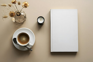 Flat Lay with Coffee, Book, and Drie, a Beauty & Fashion Photo by Stock Shape