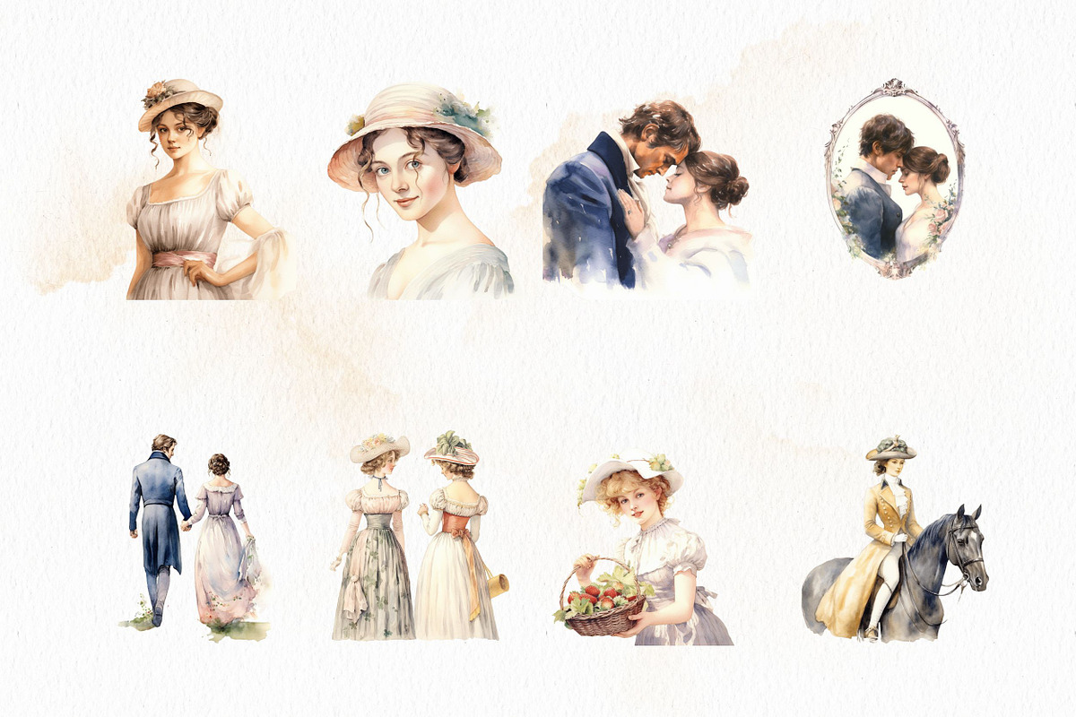 Jane Austen - Watercolor Clipart, an Object Illustration by The Handmade Muse (Photo 3 of 6)