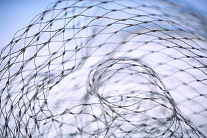 Macro abstract of a white nylon net against a soft blue sky. Intricate pattern, an Abstract Photo by Rohan Photography