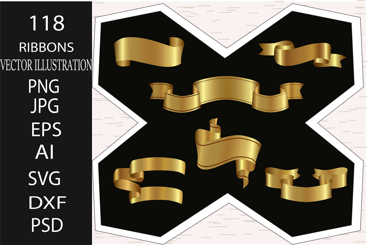 118 Vintage Gold Ribbons set.