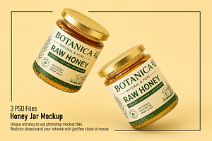 Honey Jar Mockup Set, a Packaging Mockup by Custom.scene