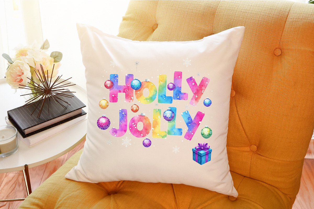 Colorful Glitter Holly Jolly Png, an Illustration by Sublimation Artist (Photo 9 of 9)