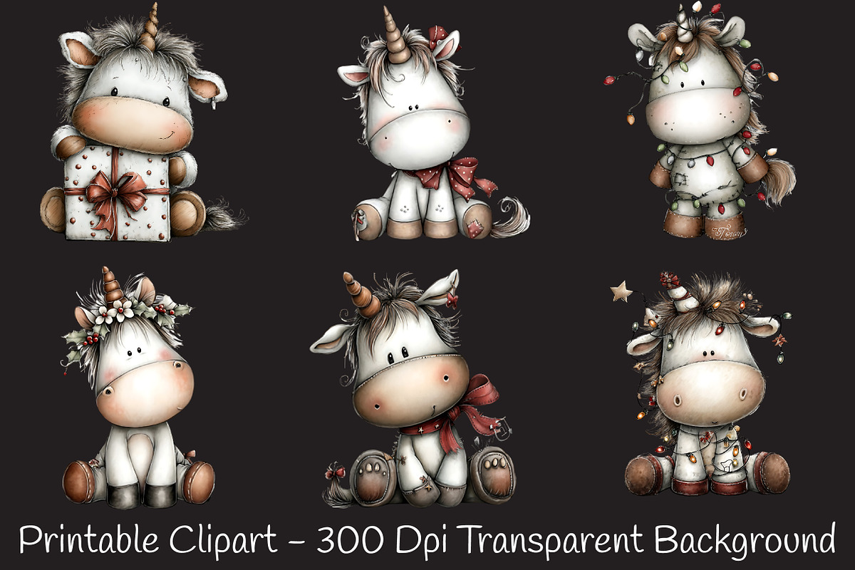 Christmas Unicorn Clipart, an Illustration by RobertsArt (Photo 6 of 7)