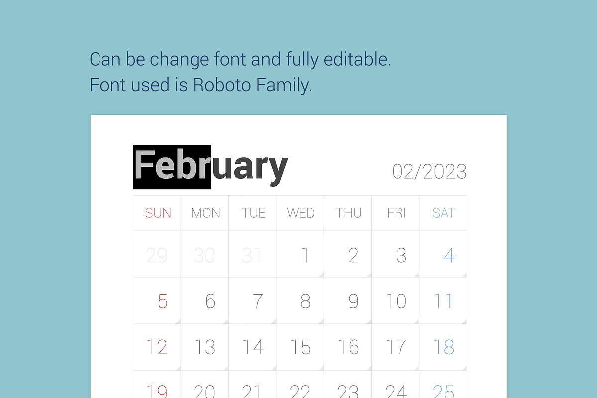 2023 Simple Calendar [Sunday], a Stationery Template by WORAKAMON Design Studio (Photo 5 of 5)