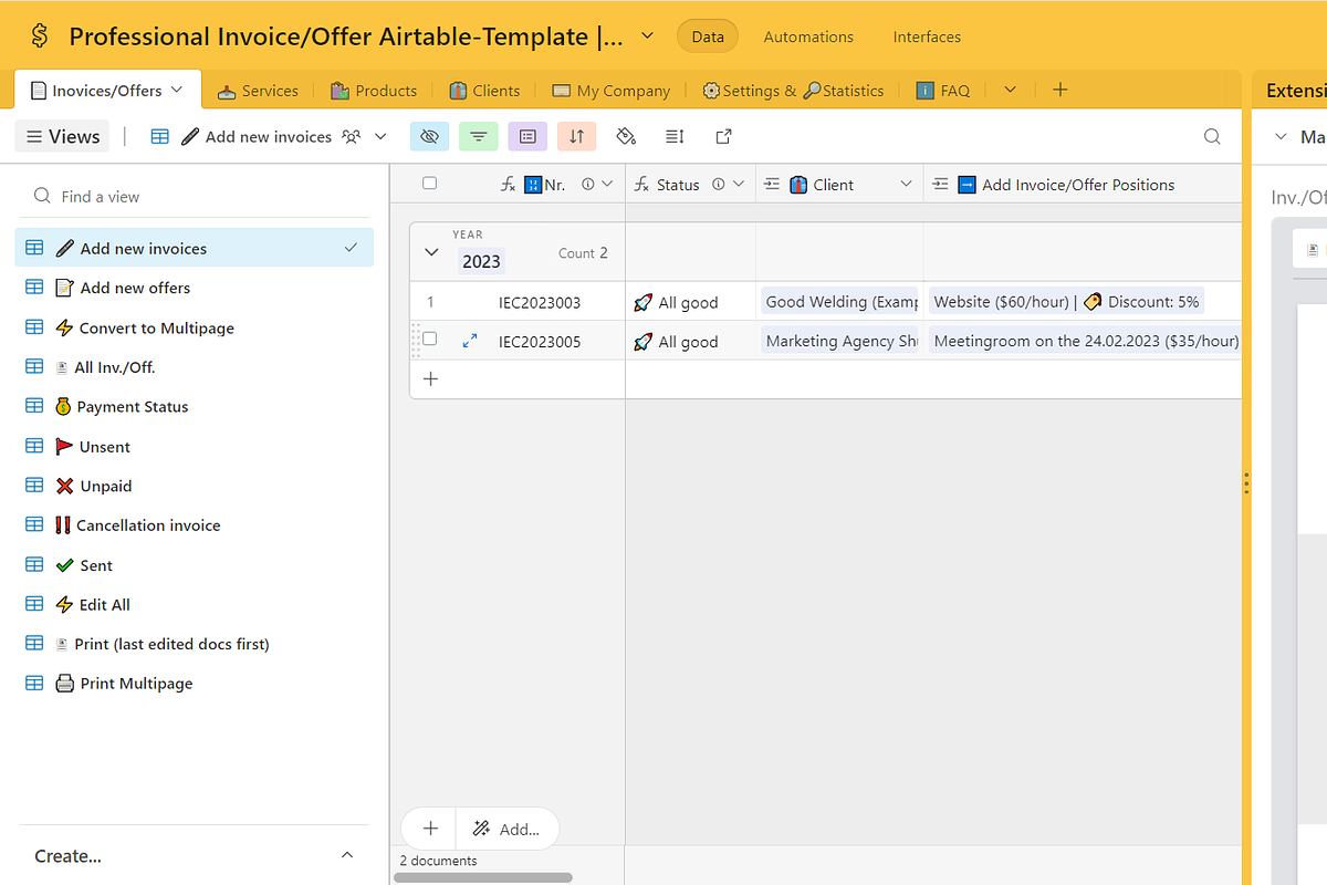 Airtable Invoice & Offer Generator, a Templates & Theme by HI Airtable Templates (Photo 6 of 14)