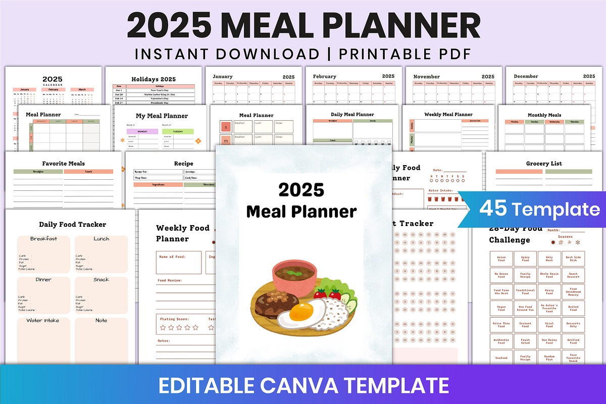 2025 Meal Planner For Canva KDP, a Stationery Template by Shumaya (Photo 1 of 6)