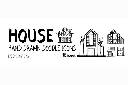 98 House doodle icons