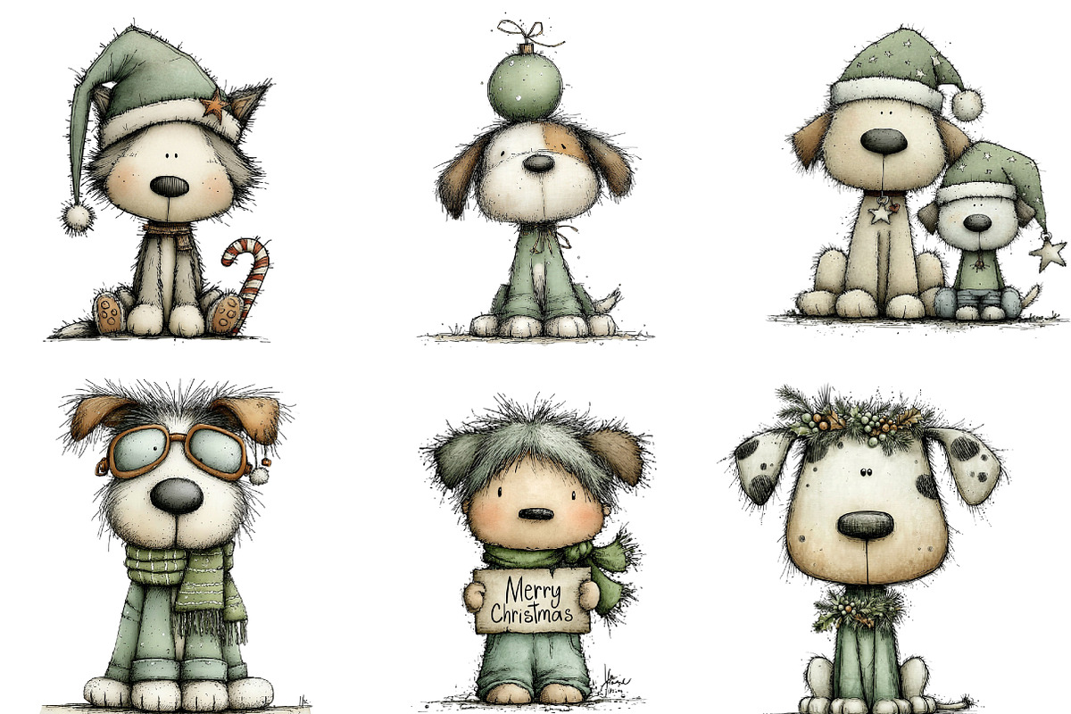 Christmas Dog Happy Clipart, an Illustration by DreamArtGraphic (Photo 3 of 5)