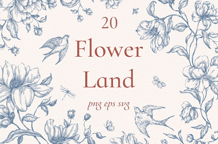 Floral Land Victorian Clipart, a Decorative Illustration by Ekaproeka
