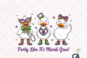 Mardi Gras Goose Coquette Bow PNG, an Illustration by Creative Art