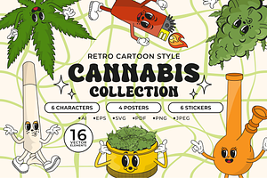 Groovy Style Cannabis Collection, an Object Graphic by semenova.sense