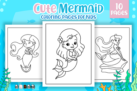 Cute Mermaid Coloring Pages For Kids