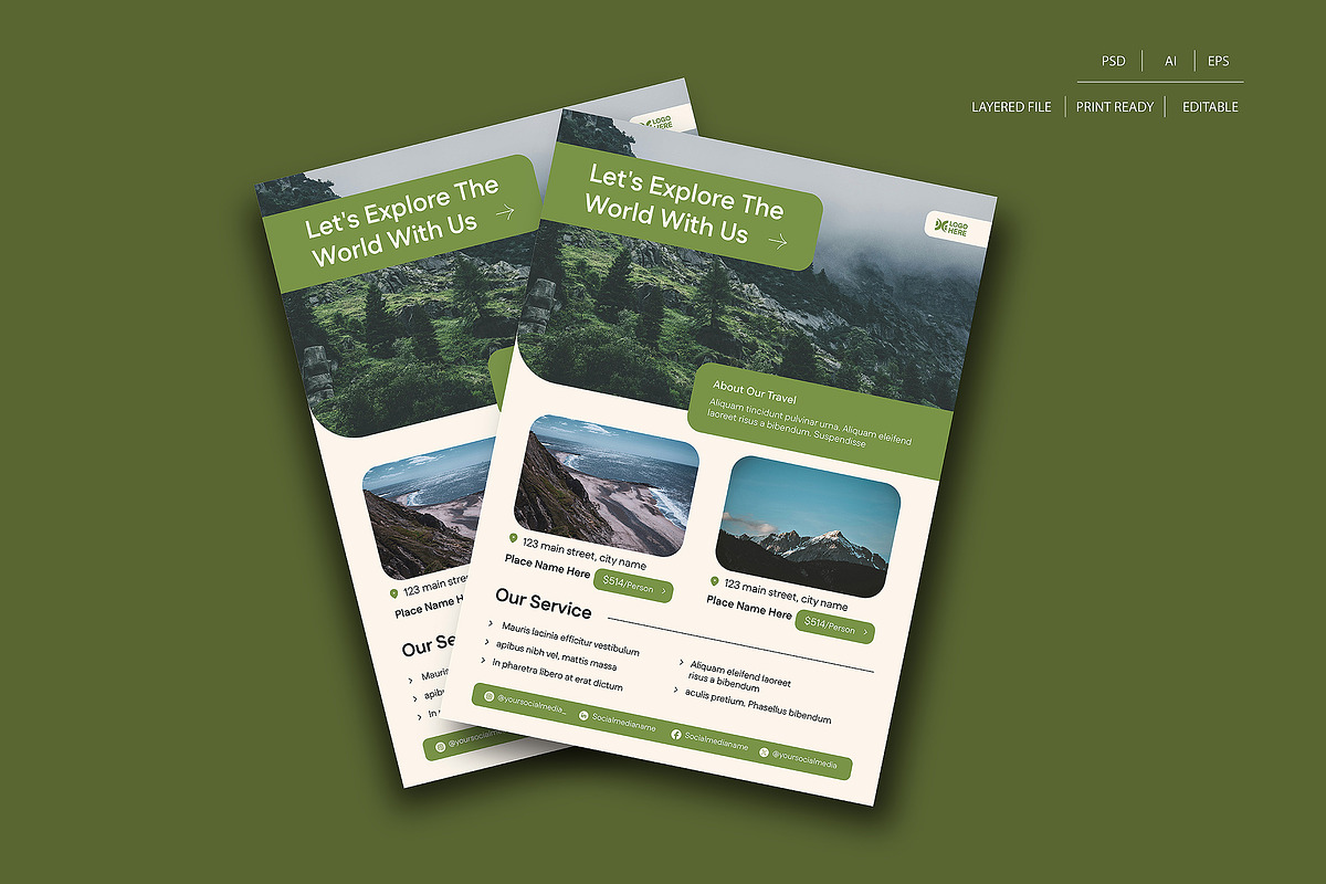 Simple Travel Flyer Template, a Flyer Template by Siska Arista (Photo 1 of 2)