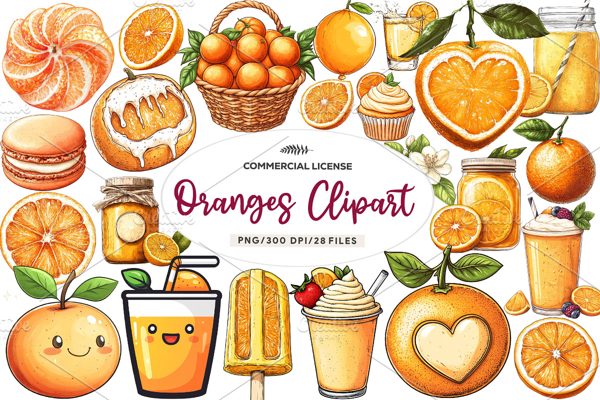 Watercolor Oranges Clipart Sublimati, an Illustration by CreationArt (Photo 1 of 5)
