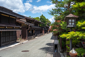 Traditional street in the old district of Takayama, Japan, an Architecture Photo by GoodGoods