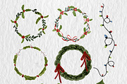 Watercolor Christmass Wreath clipart, a Decorative Illustration by Oleksandra Illustrates (Thumbnail 2 of 10)