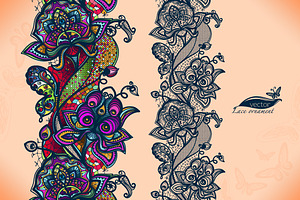 Seamless lace pattern with flowers