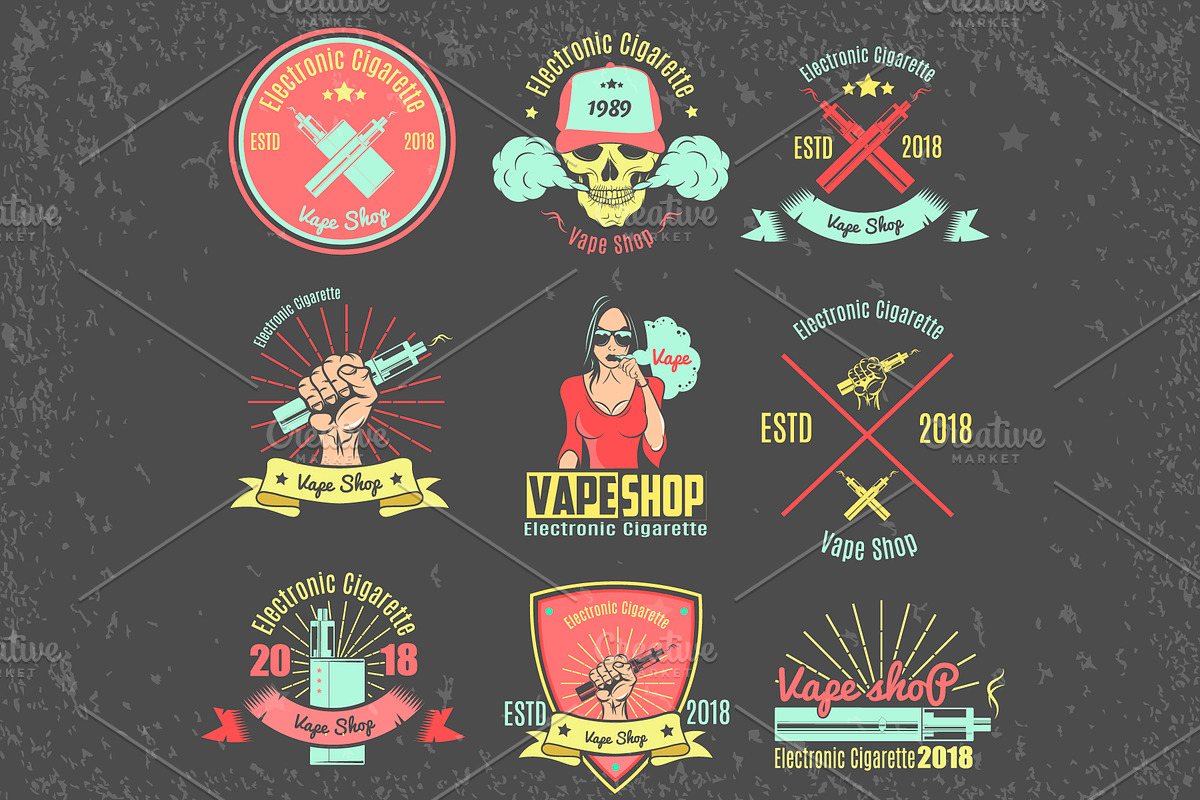 Vintage Emblem Pack  for Vape Shop, a Person Illustration by Vector Market (Photo 4 of 7)