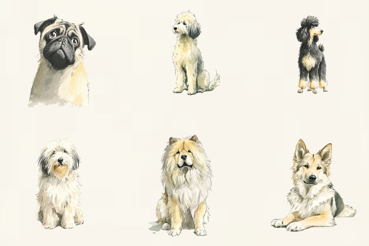 Watercolor Dogs Clipart, an Illustration by DreamCafeArt (Photo 4 of 6)