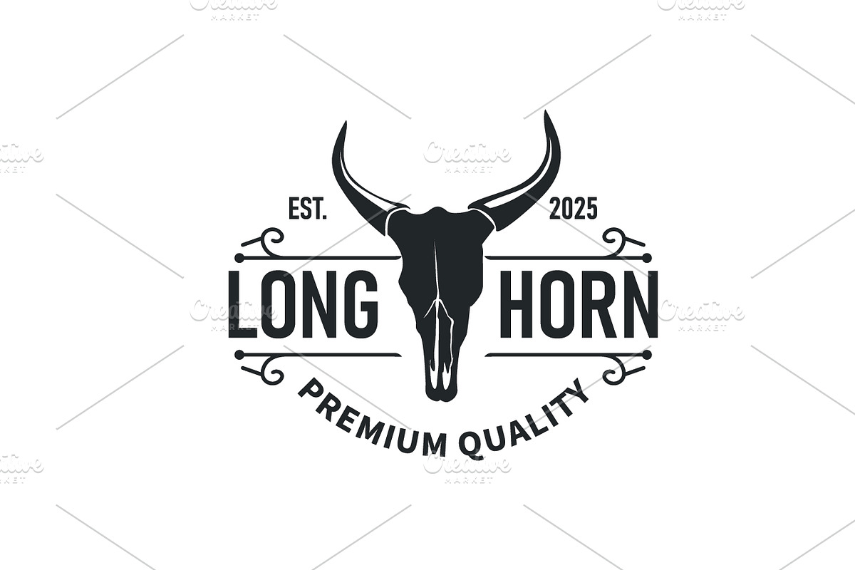 vintage retro design longhorn logo, a Branding & Logo Template by Maylianaw28
