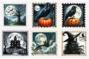 Halloween Postage Stamp Sublimation, an Illustration by CreationArt (Thumbnail 2 of 5)