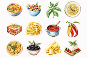 Watercolor Pasta Clipart, an Illustration by Design Market (Thumbnail 2 of 4)