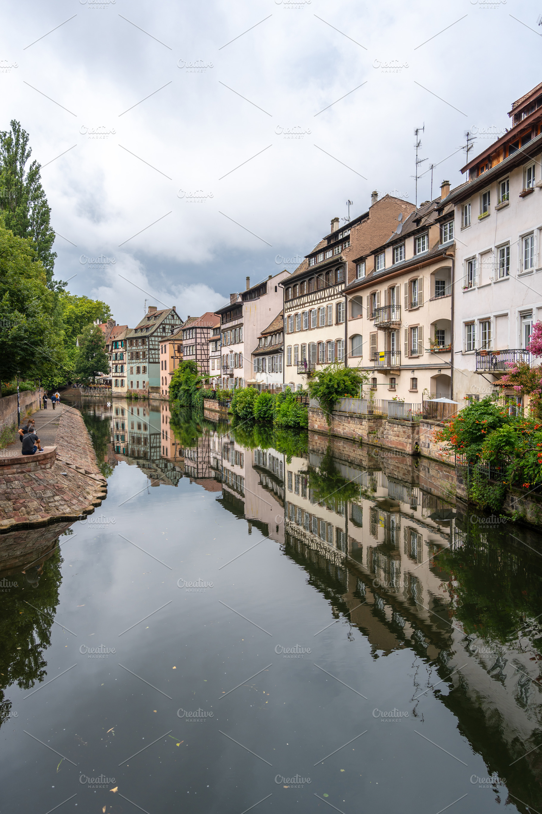 Canal with colorful houses and reflections in Strasbourg France, an Architecture Photo by GoodGoods