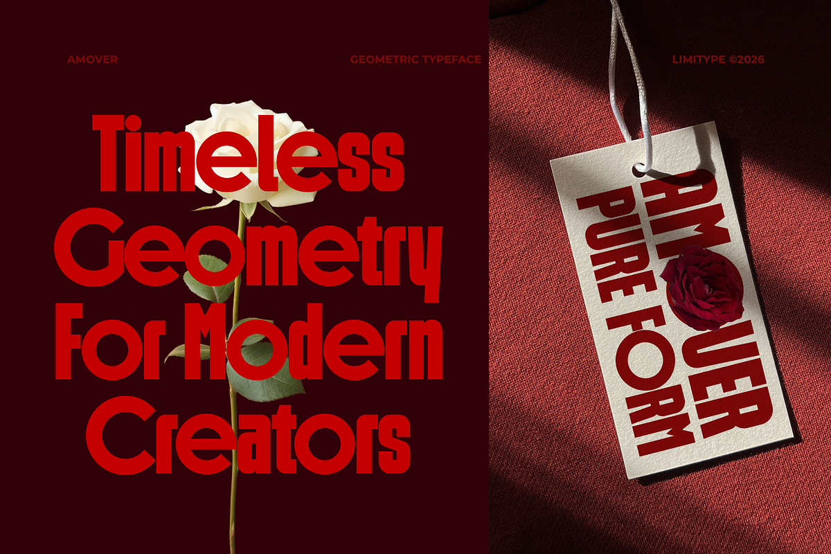 Amover - Bold Geometric Font, a Sans Serif Font by limitype (Photo 4 of 12)