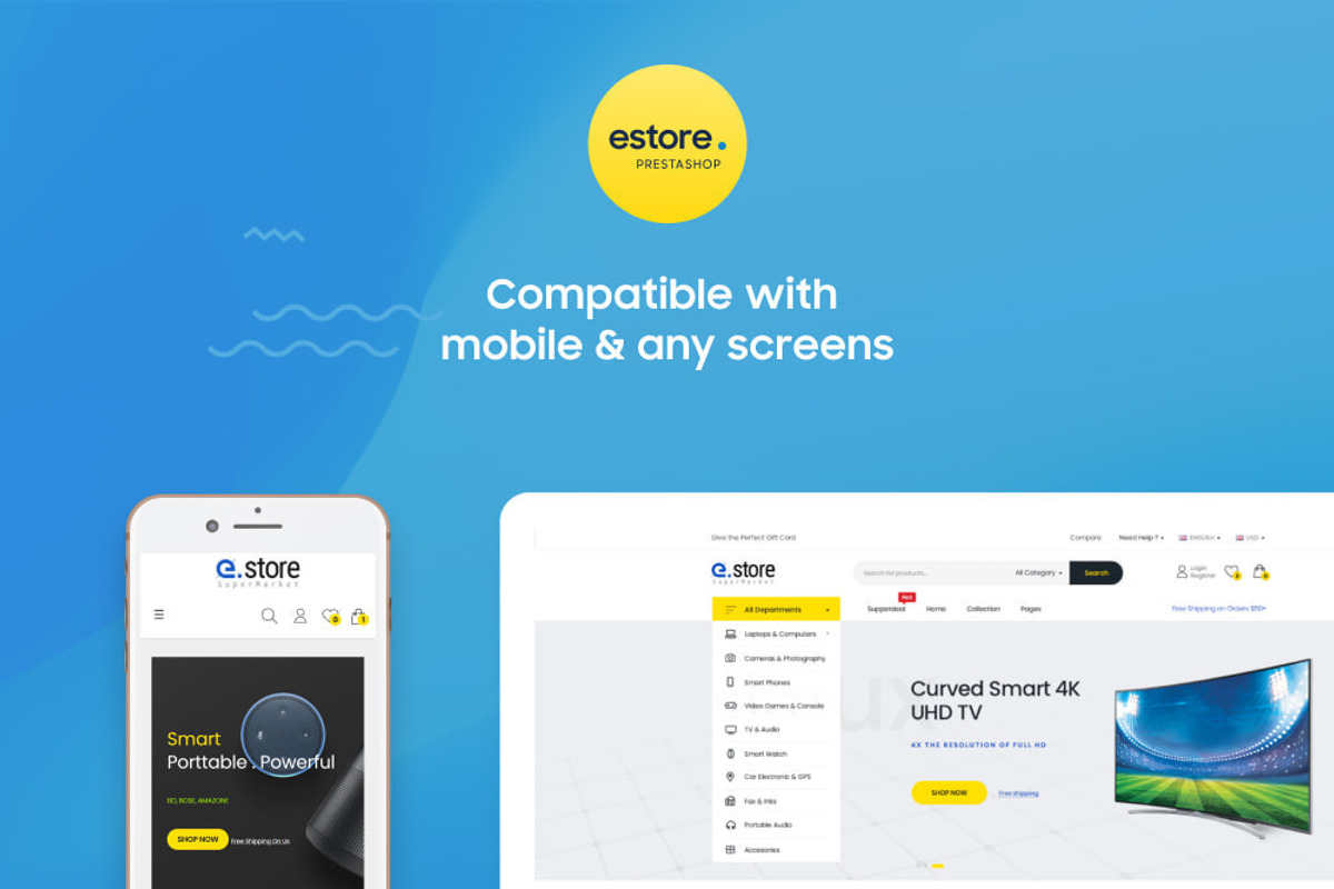Estore Marketplace Prestashop, a Bootstrap Template by apollotran (Photo 1 of 15)