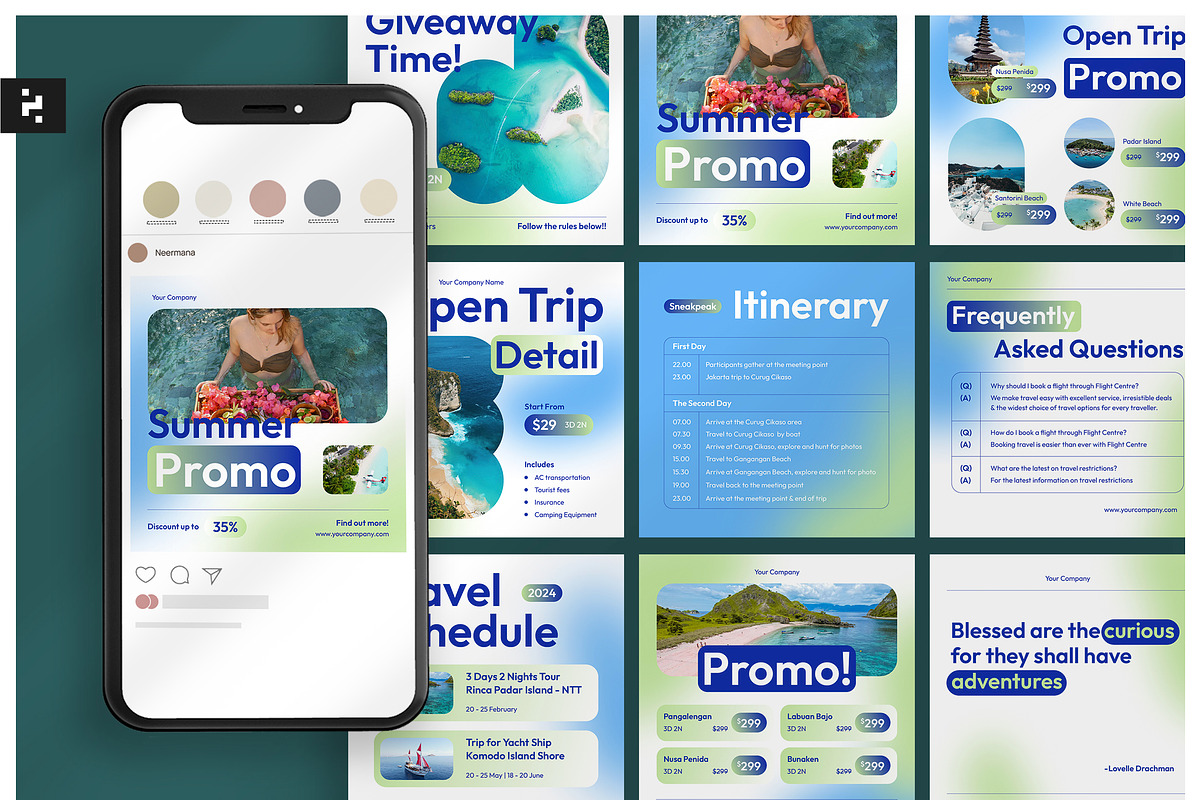 Travel Instagram Post, a Social Media Template by Neermana (Photo 1 of 4)