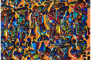 Soviet mosaic on a street wall in Tbilisi, an Architecture Photo by Leonid Andronov