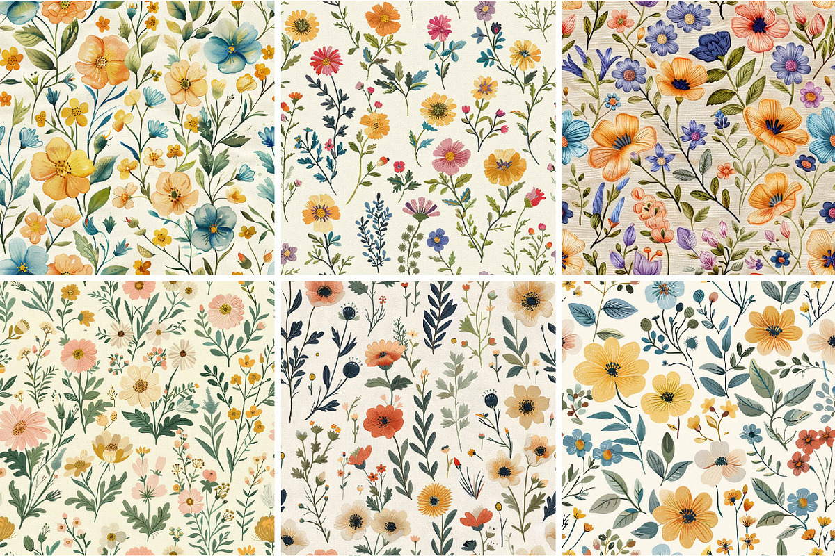 Hand Embroidered Style Digital Paper, a Texture Illustration by DreamPrint404 (Photo 3 of 3)