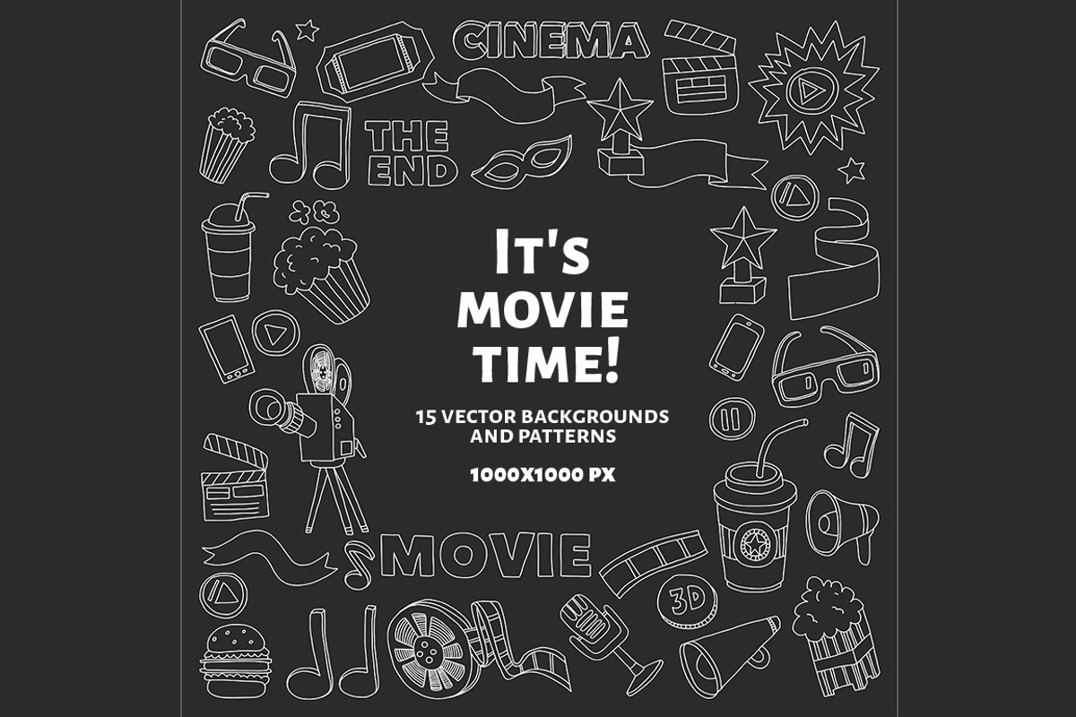 It's movie time! Linear vector set, a Texture Illustration by Art Loft (Photo 1 of 16)
