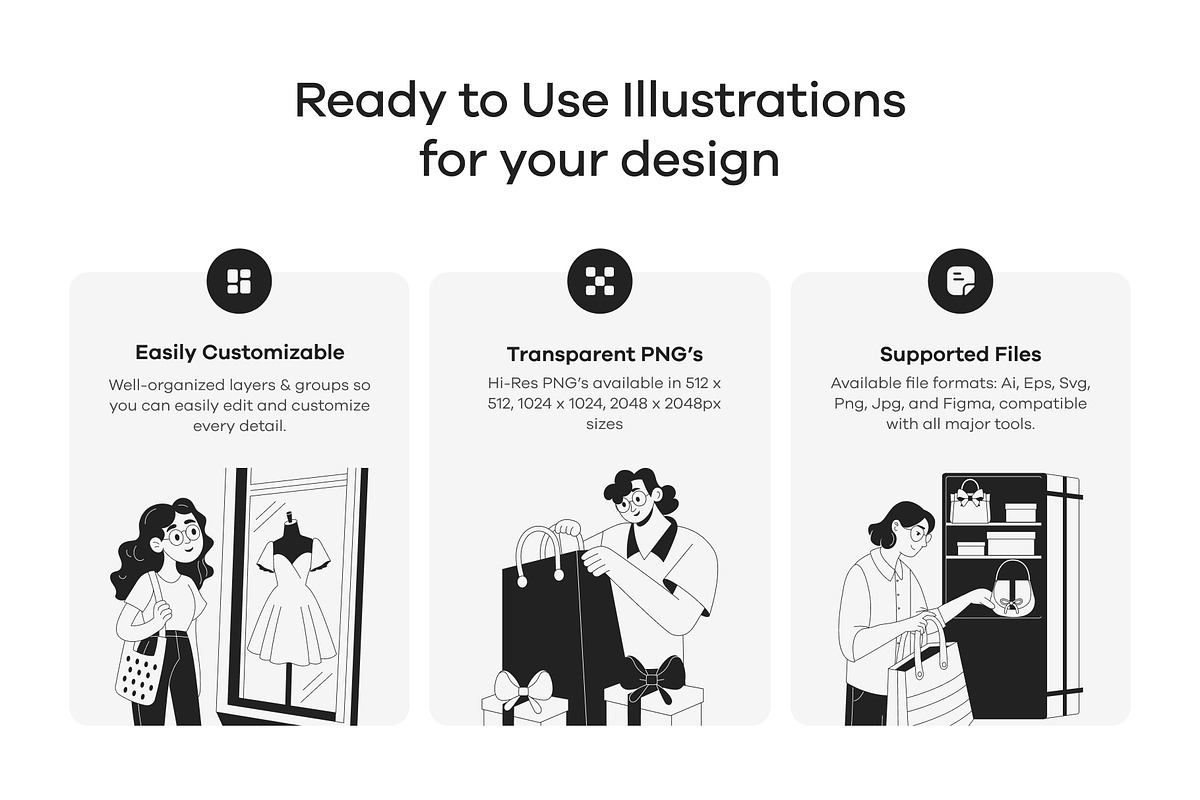 Shopping Illustration Art Set, a Person Illustration by Prosymbols (Photo 2 of 13)