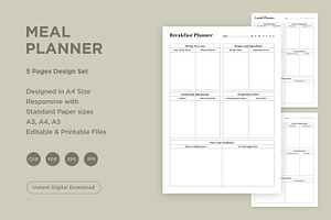 Meal Planning Pages Set V-18