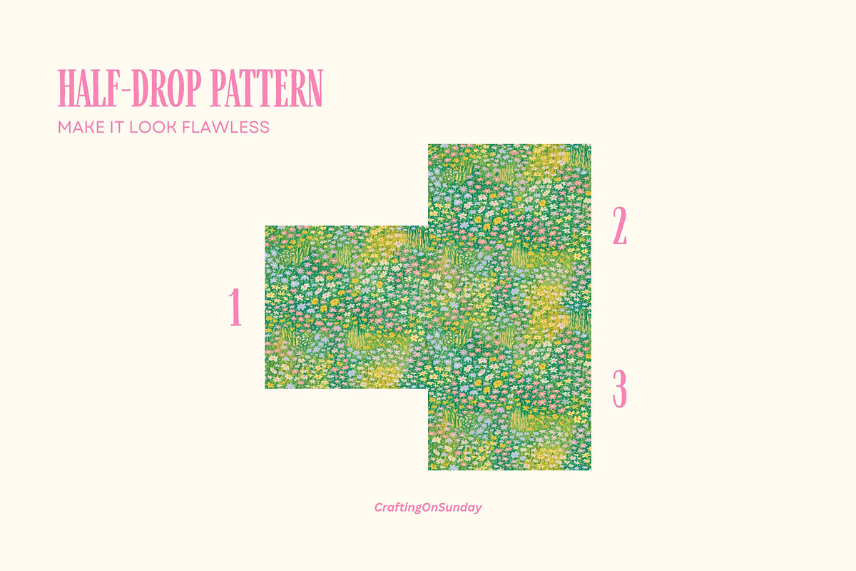 Flower Field Seamless Pattern, a Decorative Illustration by CraftingOnSunday (Photo 6 of 6)
