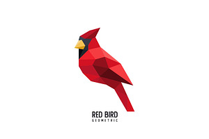 Geometric Cardinal Bird Logo Vector