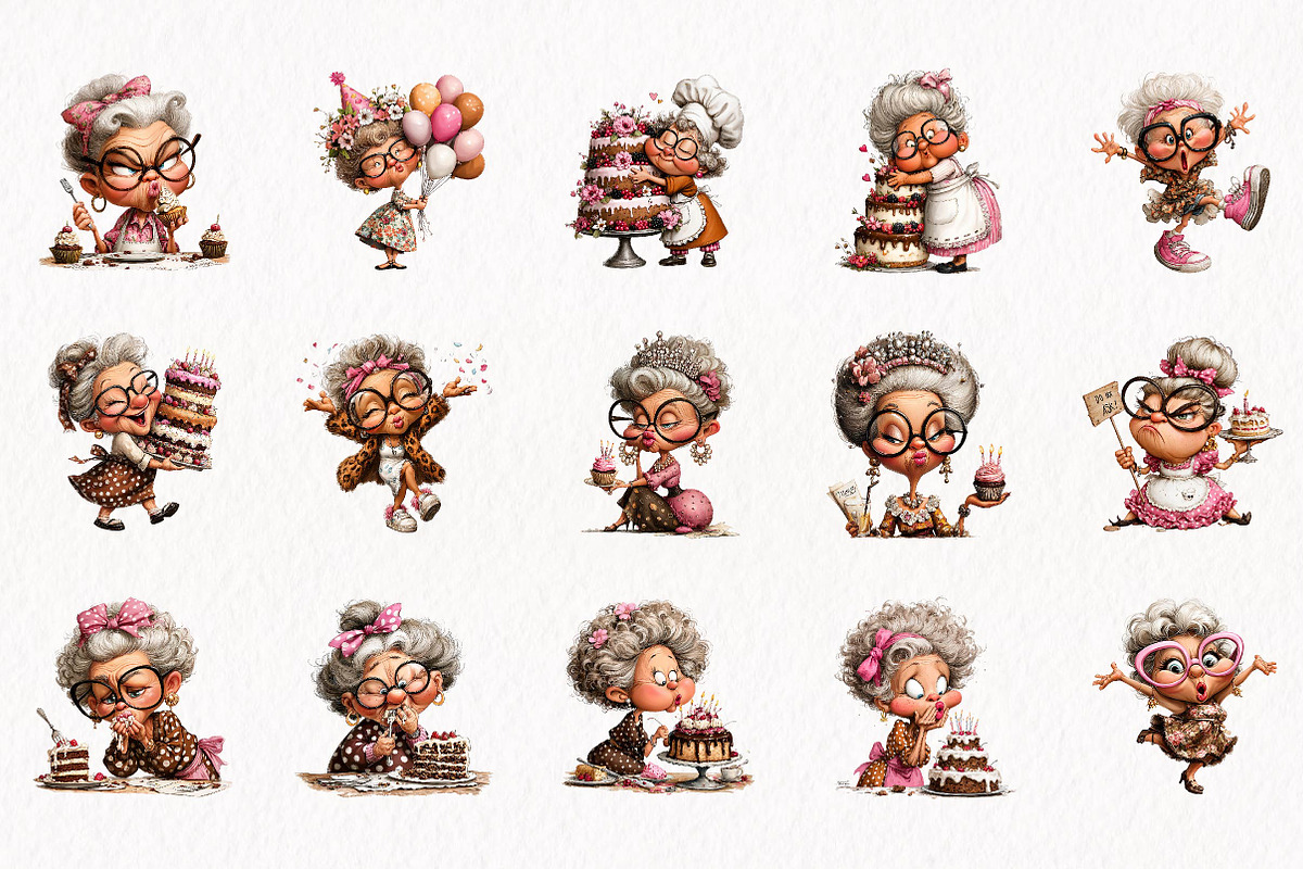 Sassy Grandma Birthday Clipart, a Person Illustration by fashionaddict (Photo 3 of 7)