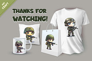 Little Cartoon soldier. TShirt, a Person Illustration by KENO Mascots (Thumbnail 4 of 4)
