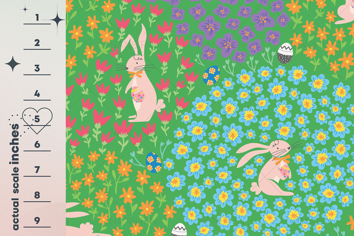 Easter Rabbit Seamless Pattern Set, a Pattern Graphic by Nansirins Studio (Photo 2 of 9)