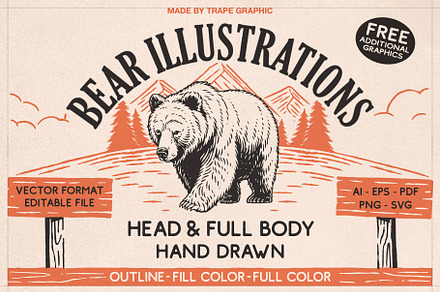 Bear Illustrations Hand-Drawn Vector