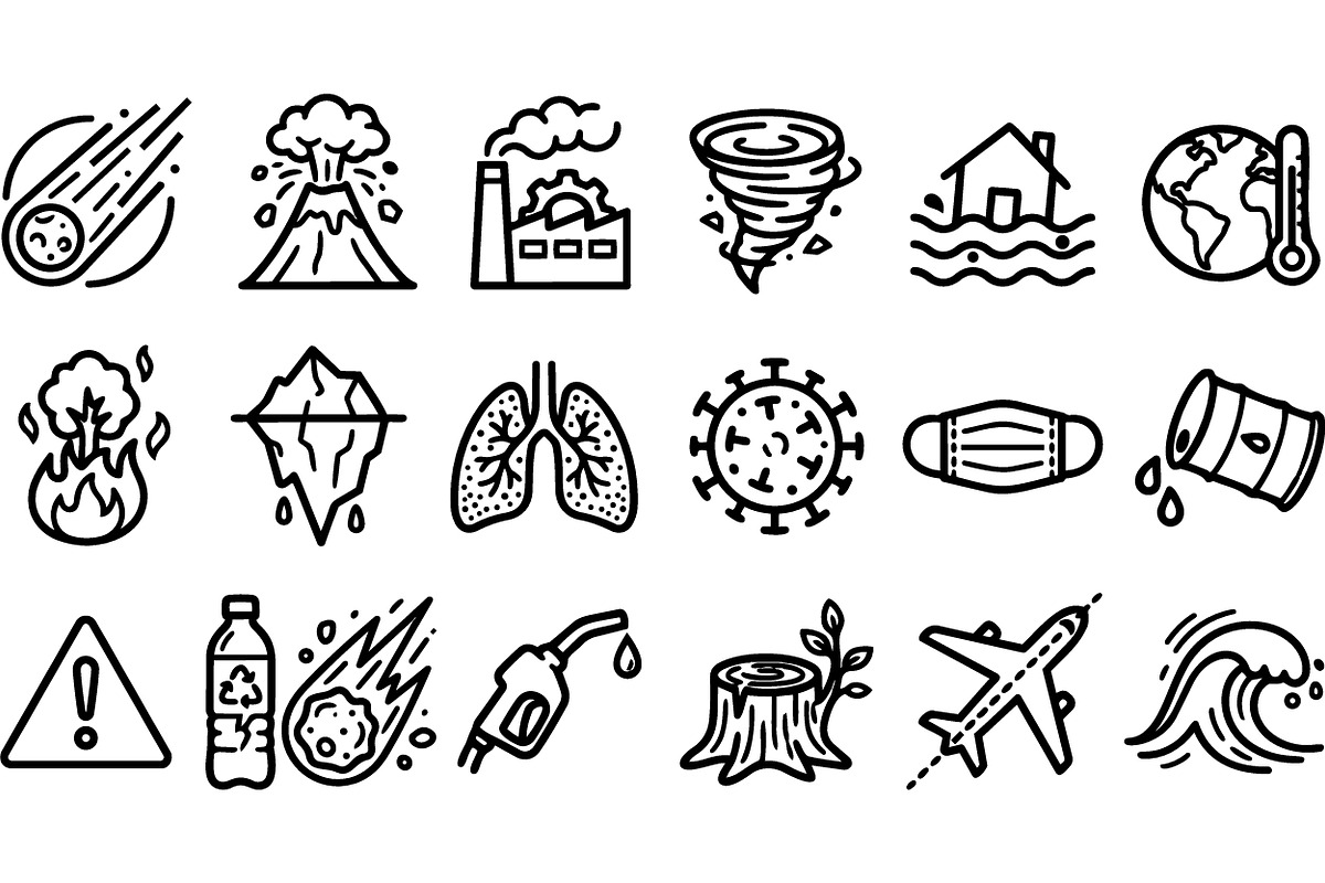 Natural Disaster Icon Set, an Illustration by designvectx (Photo 1 of 3)
